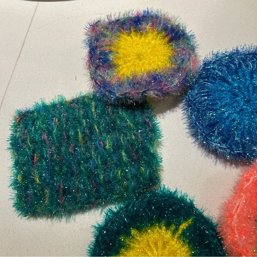 Crochet Sparkly Kitchen Scrub Sponge for Dishes- Set of 2